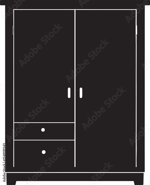 Obraz Cupboard Silhouette Vector Illustration – Minimal Black Home Storage Icon