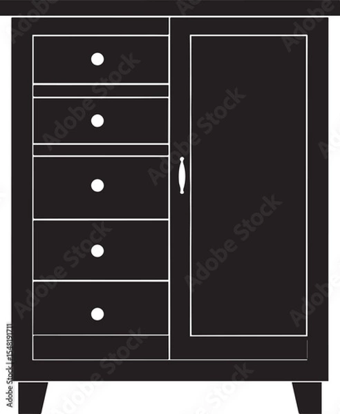 Obraz Cupboard Silhouette Vector Illustration – Minimal Black Home Storage Icon