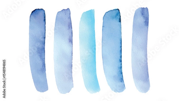Fototapeta Blue vector watercolor background. Set of watercolor stains for design.