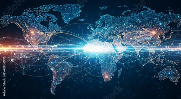 Fototapeta Global Network Technology World Map