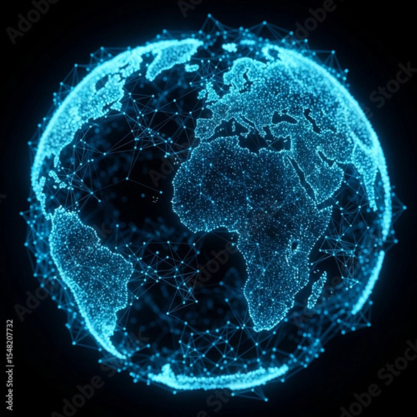 Fototapeta Global Digital Network Earth Technology