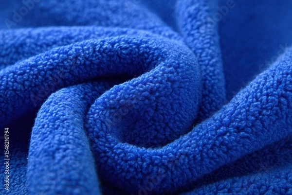 Fototapeta Beautiful close-up view of vibrant blue fleece fabric showcasing intricate texture and softness for creative projects and designs