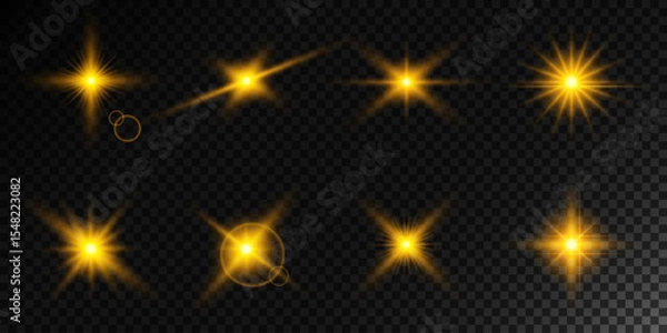 Obraz Lens Flare, light glow effect. sun or realistic shining star with backlight effect. bokeh glitter and sparkles or sparkles on transparent background.