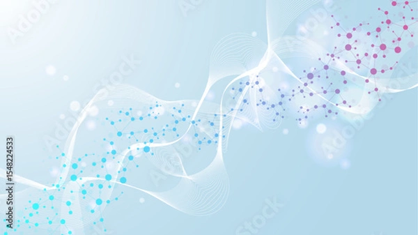 Obraz Structure molecule and communication. Dna, atom, neurons. Scientific concept for your design. Connected lines with dots. Medical, technology, chemistry, science background. Vector illustration.