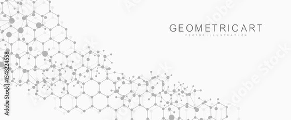 Obraz Structure molecule and communication Dna, atom, neurons. Science concept for your design. Connected lines with dots. Medical, technology, chemistry, science background. Vector illustration.