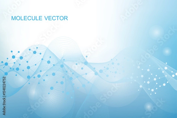 Obraz Structure molecule and communication. Dna, atom, neurons. Scientific concept for your design. Connected lines with dots. Medical, technology, chemistry, science background. Vector illustration