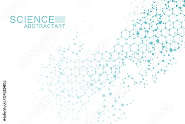 Obraz Abstract technology connect background lines and dots with hexagons. Modern hexagons technology concept design background. Vector illustration.
