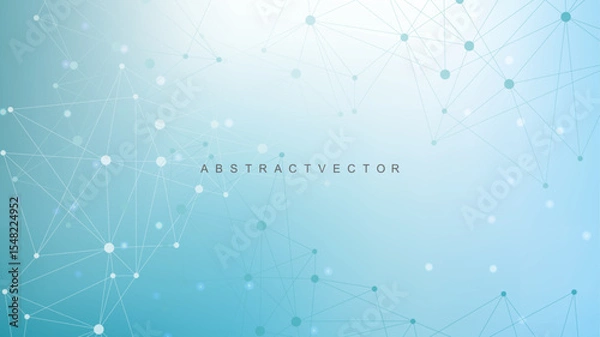 Obraz Global network connection website header or banner design. Abstract background with connecting dots and lines. Global business. Social network communication. Internet technology. Vector illustration