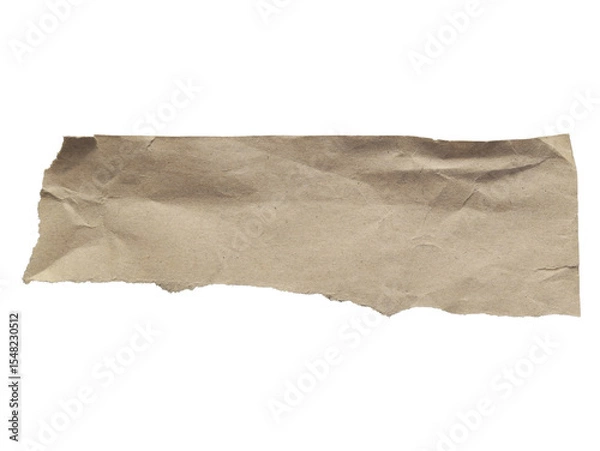Fototapeta Brown crumpled paper scrap. Crumpled rough brown paper with alpha channel. Can be used as elements for design projects. 