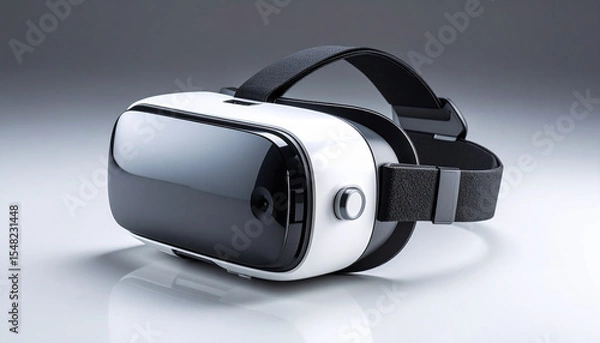Fototapeta VR Headset with Minimal Background Clean Modern Design Virtual Reality Technology

