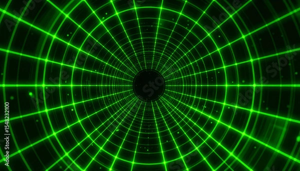 Obraz Green Screen for Abstract Animated Digital Tunnel Background or VFX Design