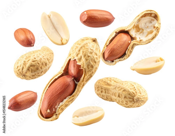 Fototapeta Set of nuts isolated isolate on transparent background.