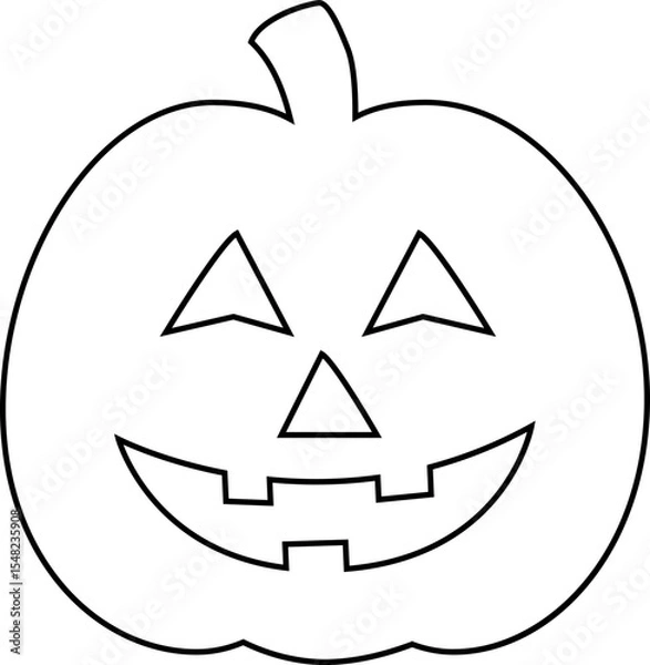 Fototapeta Cute Halloween pumpkin outline vector isolated.
Jack o lantern pumpkin for halloween coloring page. 
Transparent background. SVG.
