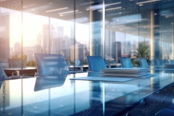 Fototapeta Office in a skyscraper. AI generative.