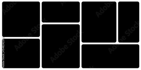 Fototapeta Template photo collage 7 pictures empty style, moodboard, album vector