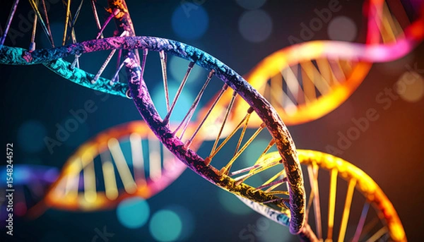 Obraz 3D Render of DNA Helix Structure on Light Background, Scientific Concept Illustration