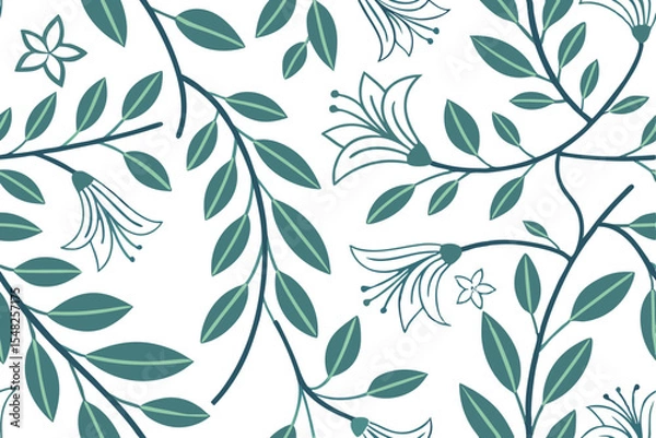 Obraz Seamless Floral Pattern with Vibrant Blossoms and Delicate Leaves for Elegant Textile and Wallpaper Designs