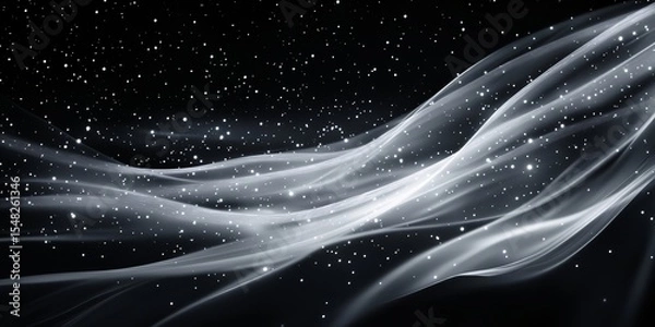 Fototapeta Abstract cosmic waves and stars against a dark sky