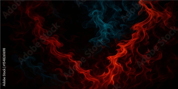 Fototapeta Abstract red light blue smoke and flame patterns create a dark, fiery background with a burning motion design (5)