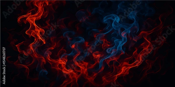 Fototapeta Abstract red light blue smoke and flame patterns create a dark, fiery background with a burning motion design (8)
