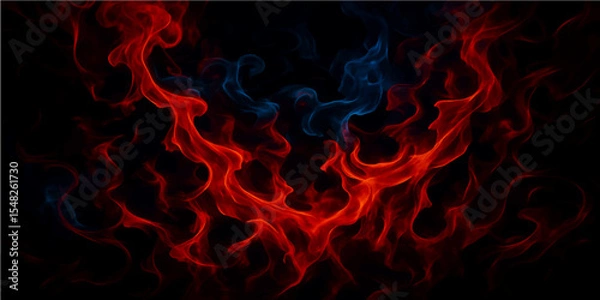 Fototapeta Abstract red light blue smoke and flame patterns create a dark, fiery background with a burning motion design (6)