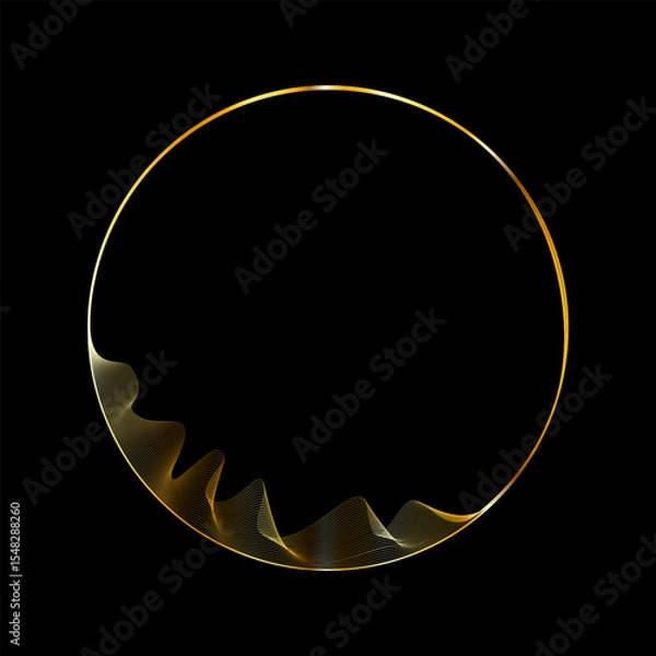 Fototapeta Futuristic golden circular ring. Luxury ring frame. Round border