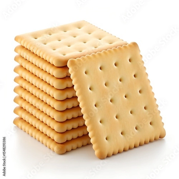 Obraz Stack of crispy golden crackers delicious snack
