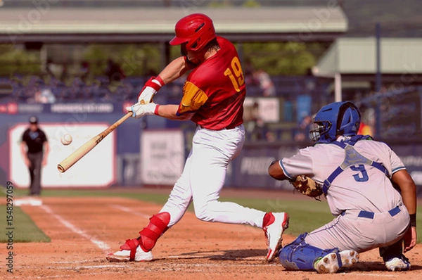 Obraz baseball player #19 making contact