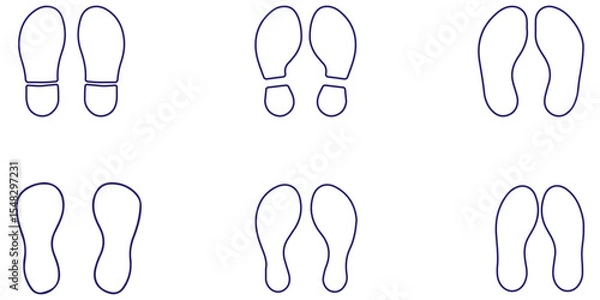Obraz Human footprint shoe print icon and silhouette graphic elements vector design barefoot. white background. Design EPS 10