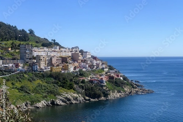 Fototapeta Coastal residential view of Monte Hacho in Ceuta