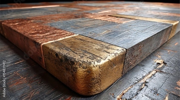 Fototapeta the picture shows a close up of a rustic wooden surface made up of planks