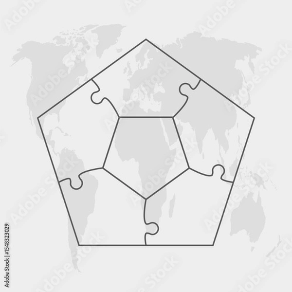 Obraz Puzzle diagram infographic process on 5 parts