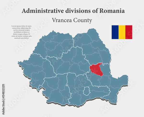 Obraz Vector map of Romania - Vrancea County