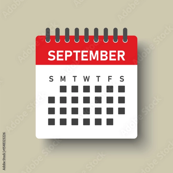 Obraz Vector template icon page calendar month September