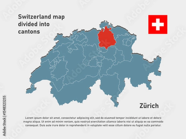 Obraz Vector map of Switzerland - Canton of Zurich