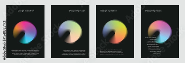 Fototapeta  Abstract Gradient Poster Set with Colorful Blurred Circles on Dark Background, Editable EPS Vector, Cover templateIdeal design for social media, poster, flyer