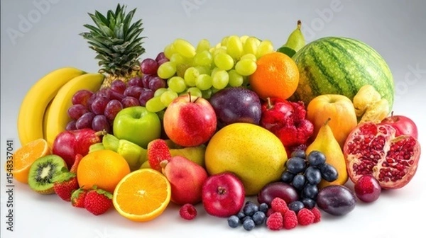 Fototapeta Vibrant Assortment of Fresh Fruits Displayed on a Bright Surface