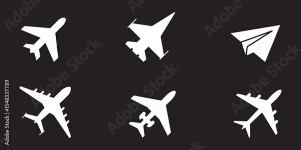 Obraz Plane icon set. Airplane icon vector. Flight transport symbol. Travel illustration. Holiday symbol