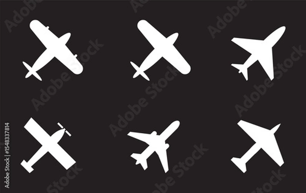 Obraz Plane icon set. Airplane icon vector. Flight transport symbol. Travel illustration. Holiday symbol