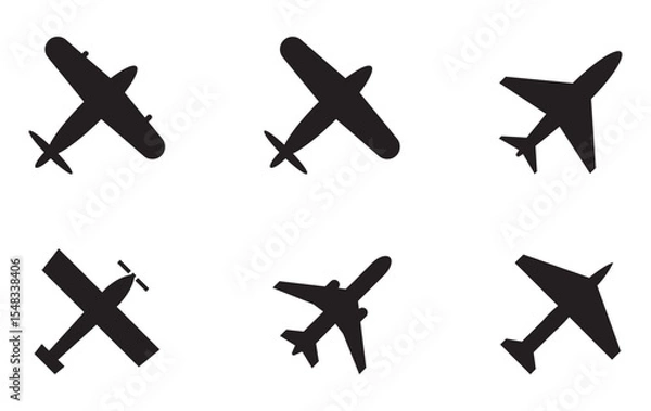Obraz Set airplane icon. Aircrafts flat style - stock vector.