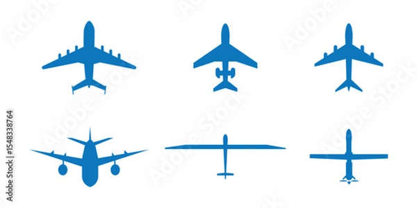 Obraz Plane icon set. Flight transport symbol. Airplane icon vector. Travel flat illustration. Travel symbol. Vector EPS 10