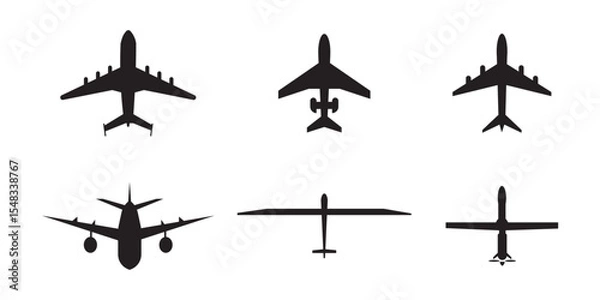 Obraz Plane icon set. Flight transport symbol. Airplane icon vector. Travel flat illustration. Travel symbol. Vector EPS 10