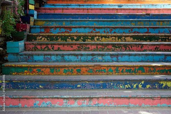 Obraz famous colorful stairs in istanbul balat