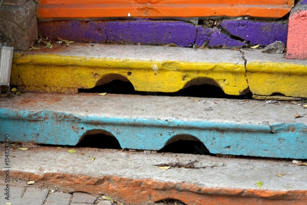 Obraz famous colorful stairs in istanbul balat