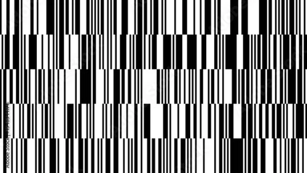 Fototapeta This visual display features a striking barcode pattern made up of varying black and white lines. Each section of the barcode contributes to a complex design that emphasizes uniformity and contrast.