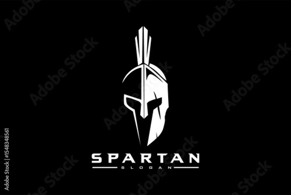 Fototapeta Spartan helmet logo with claw mark and distressed effect. Warrior logo spartan helmet