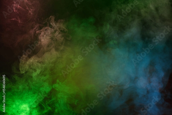 Fototapeta Blue and yellow steam on a black background.