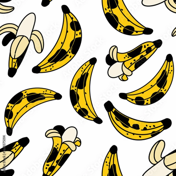 Obraz Flat Cartoon Bananas Seamless Pattern