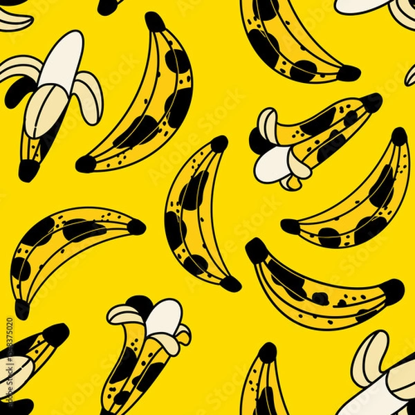 Obraz Flat Cartoon Bananas Seamless Pattern