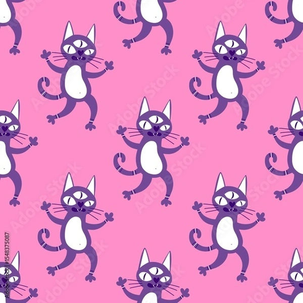 Obraz Halloween animals seamless cats pattern for wrapping paper